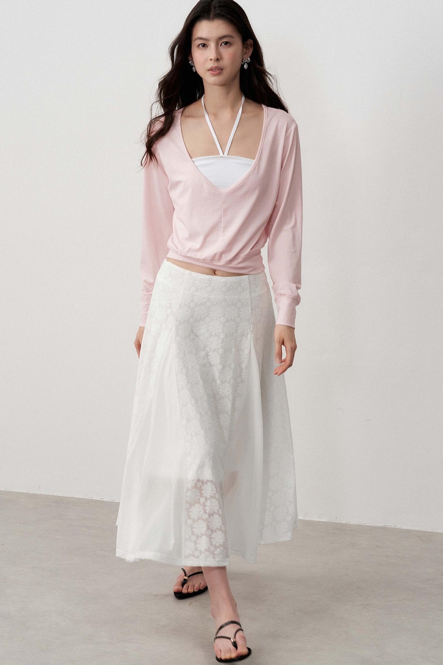 Lightweight Jacquard A-Line Midi Skirt