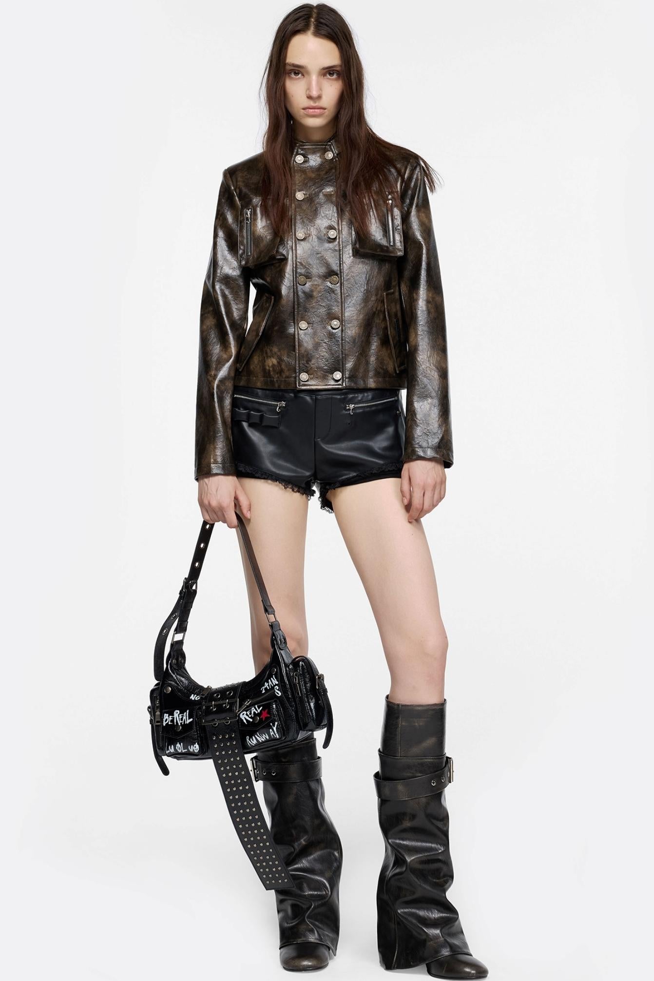 Overseas Celebrity Fashion Bloggers Punk Coat