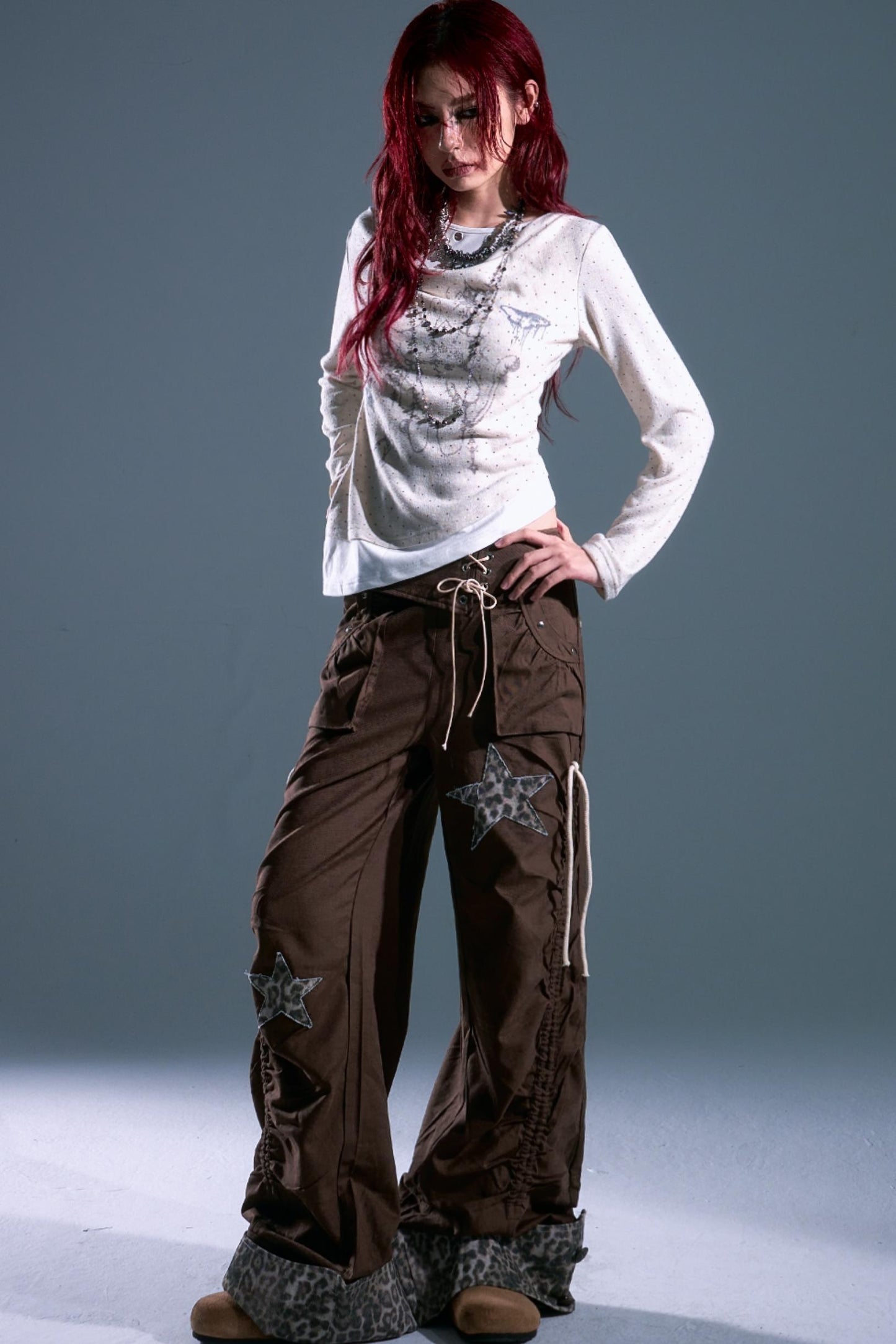 Star Leopard Wide-Leg Trousers