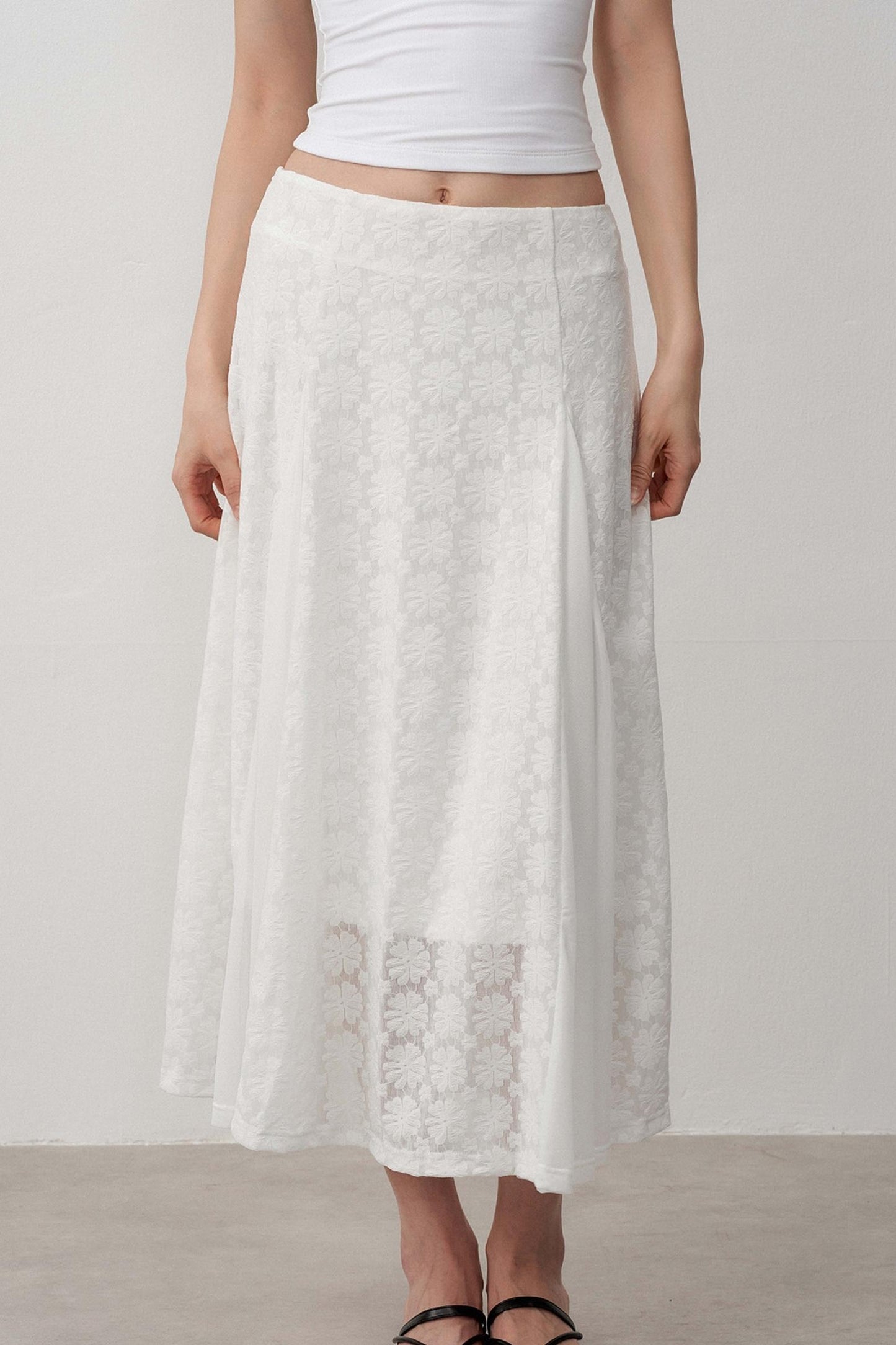 Lightweight Jacquard A-Line Midi Skirt