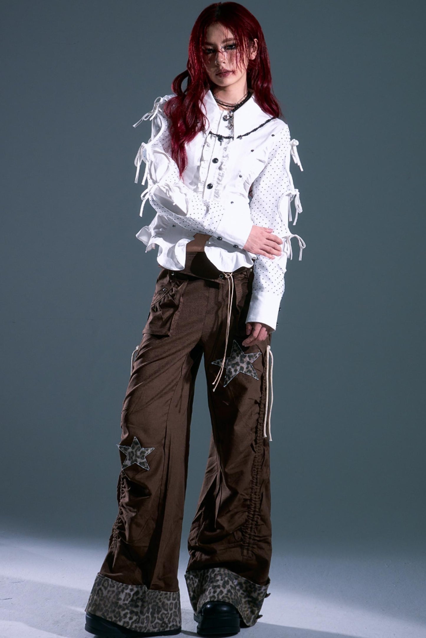 Star Leopard Wide-Leg Trousers