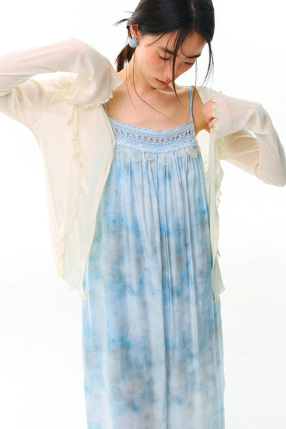 Blue Vacation Halter Dress