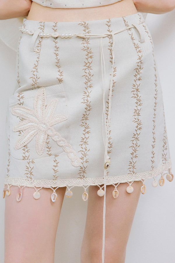 Bohemian Vine Embroidered A-Line Skirt