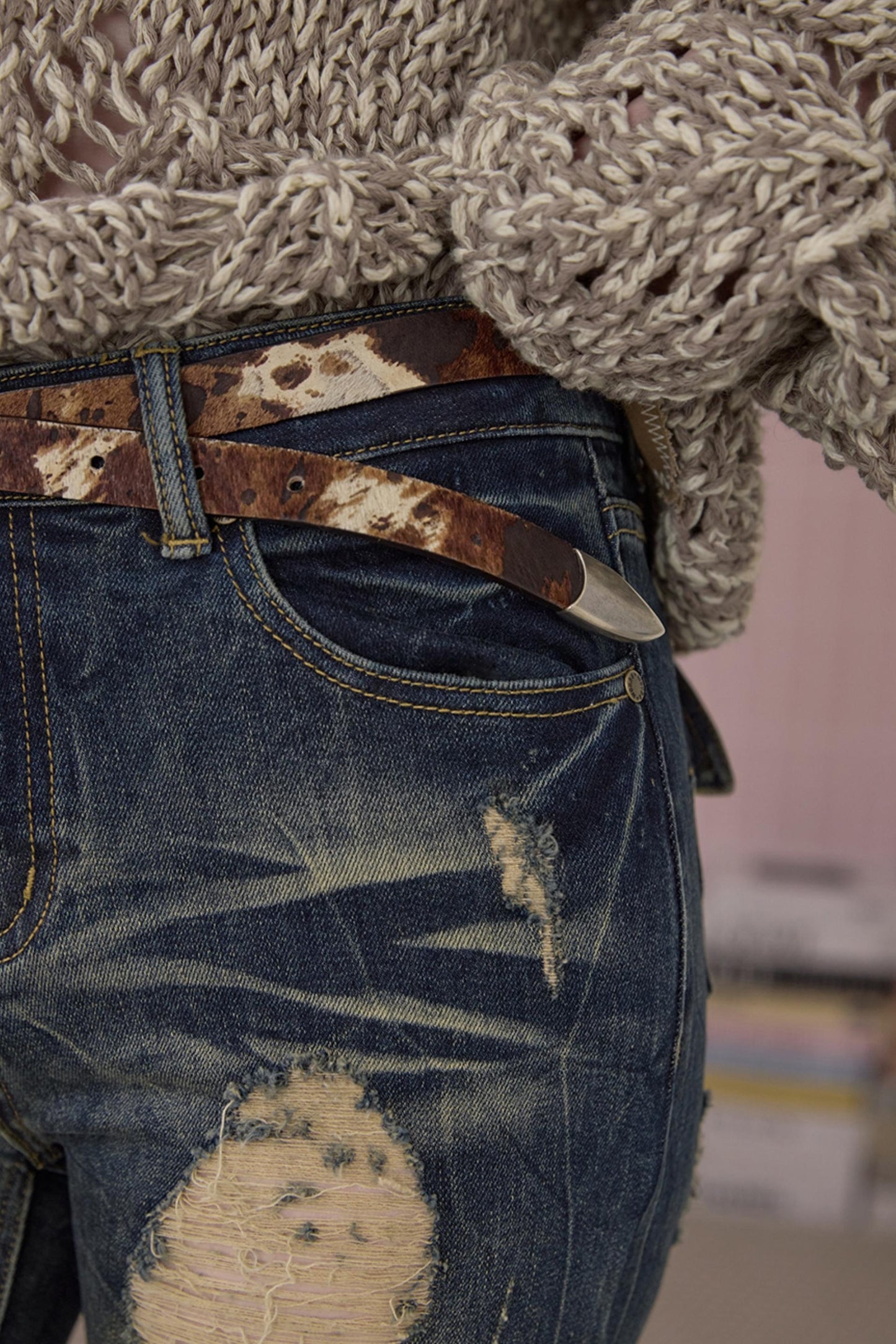 Retro Cool Ripped Tight Jeans