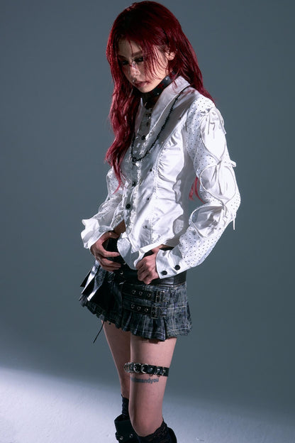 Punk Vintage Leather Pleated A-Line Skirt