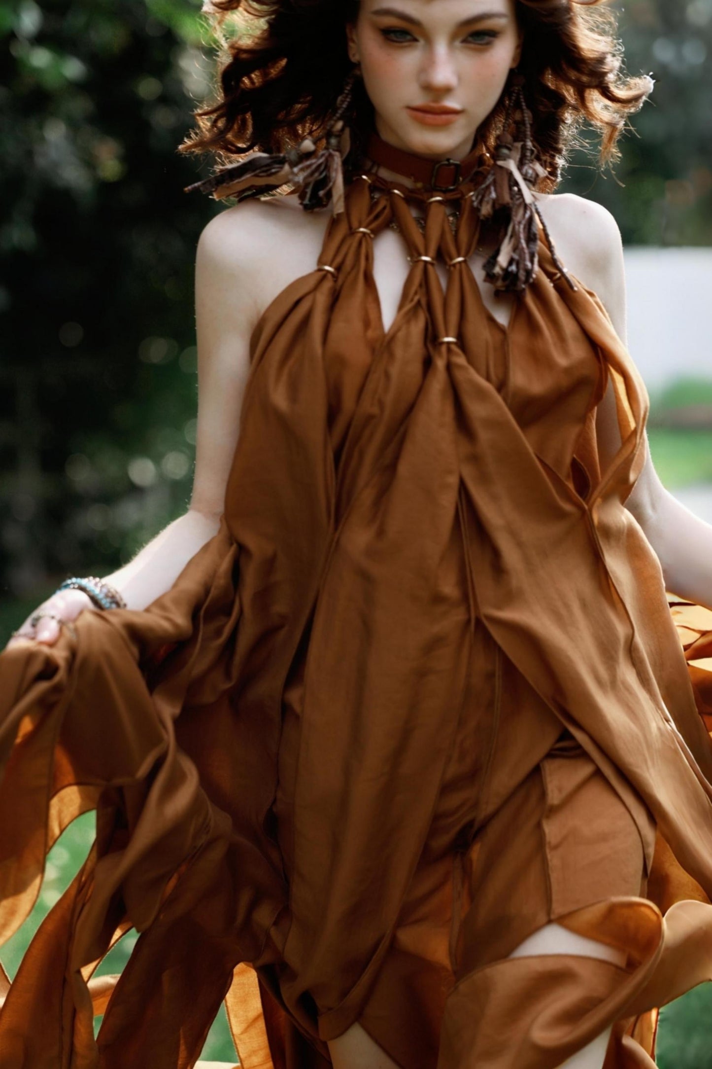 Wandering Caramel Halterneck Dress