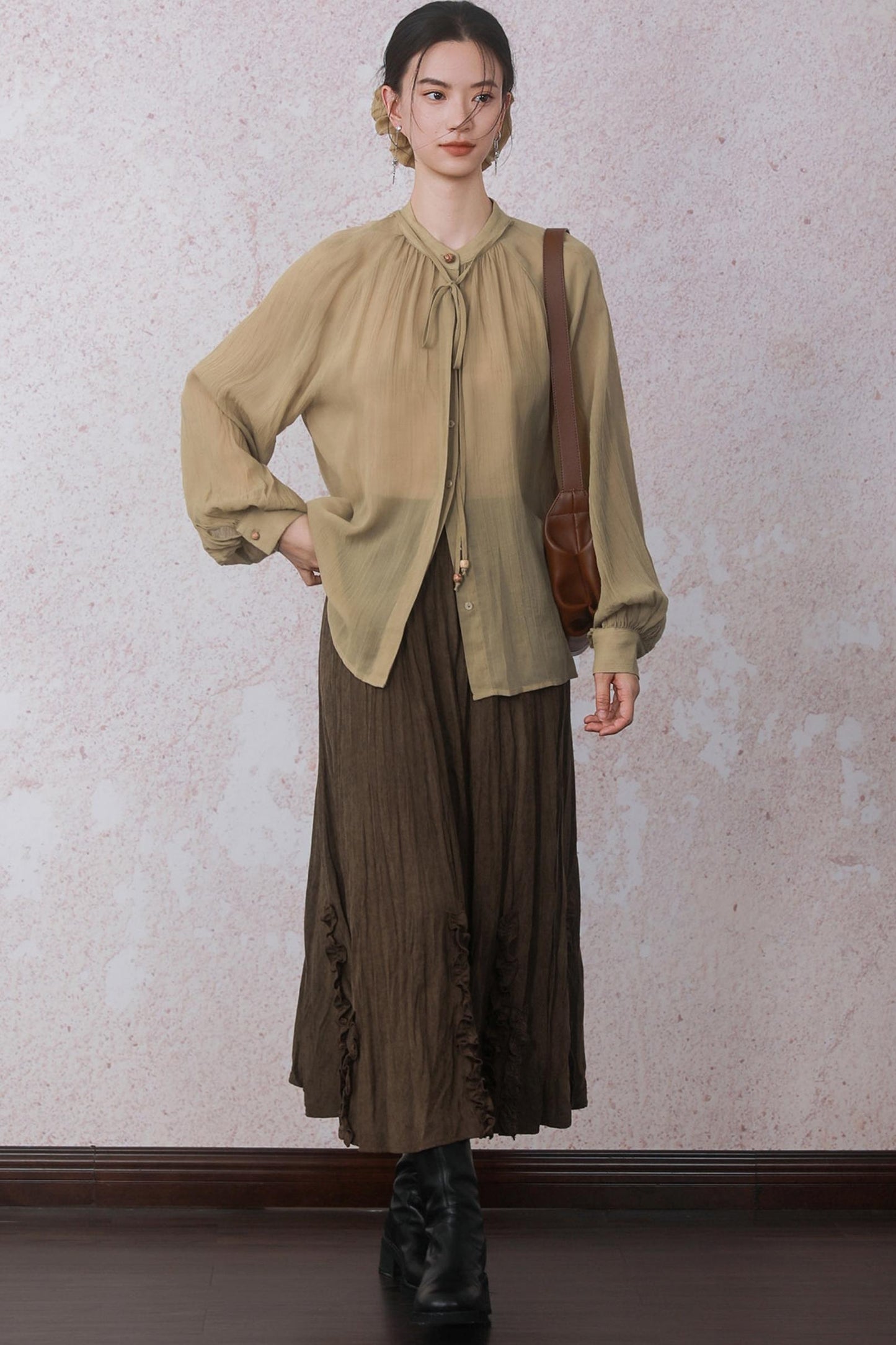 Autumn Lyocell Tencel Stand Up Shirt