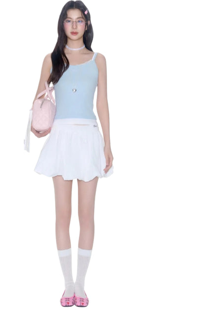 Lace Embroidery Suspender Skinny Vest