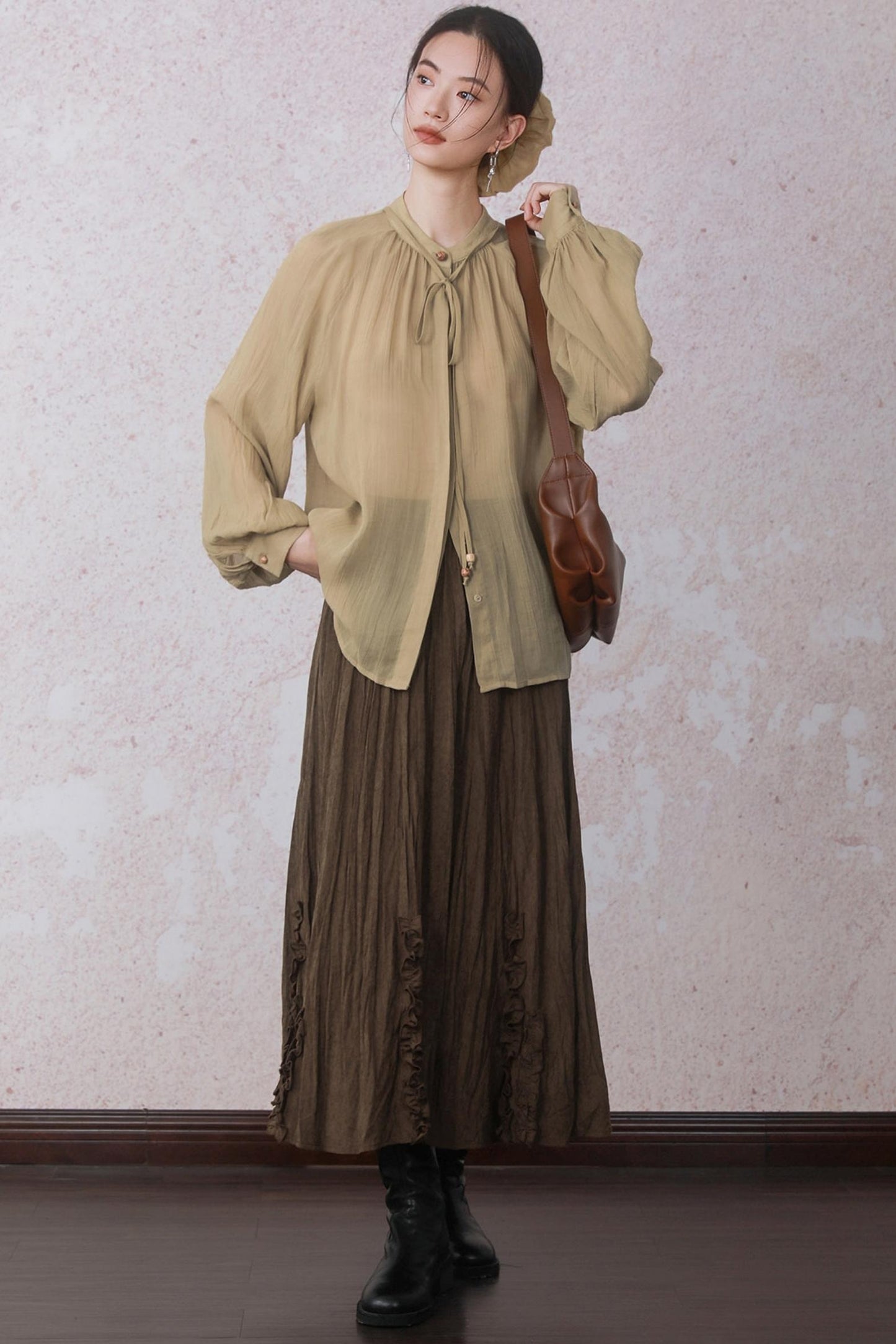 Autumn Lyocell Tencel Stand Up Shirt