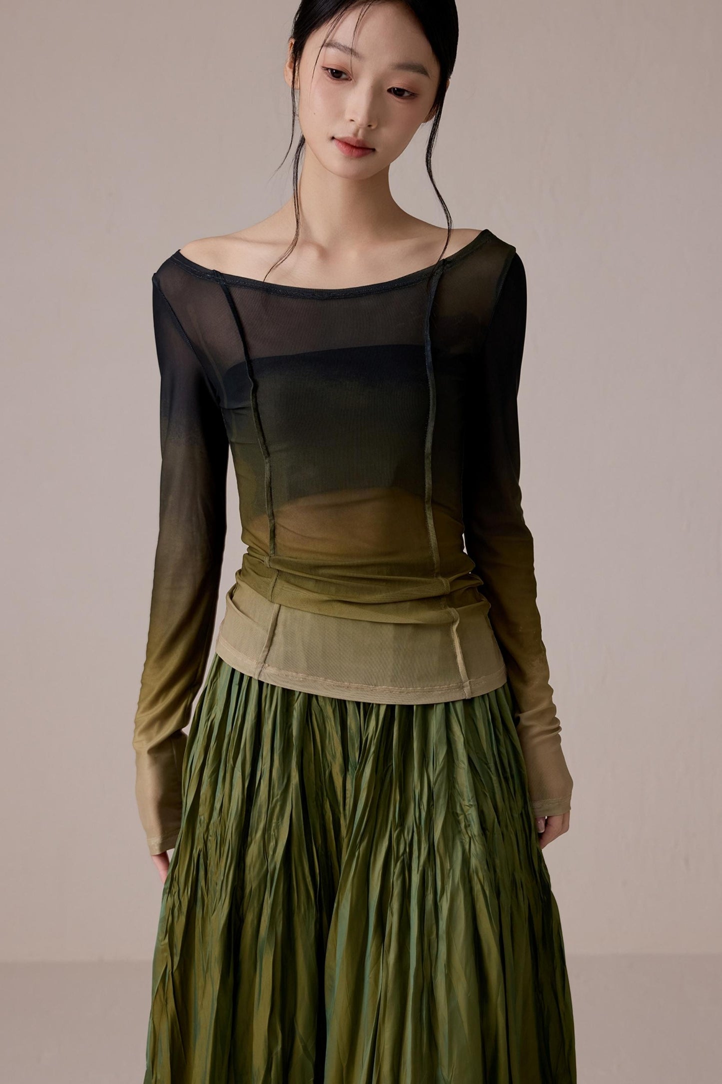 Slim Fit Gradient Mesh Tee