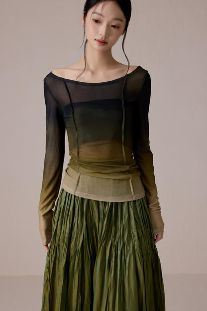 Slim Fit Gradient Mesh Tee