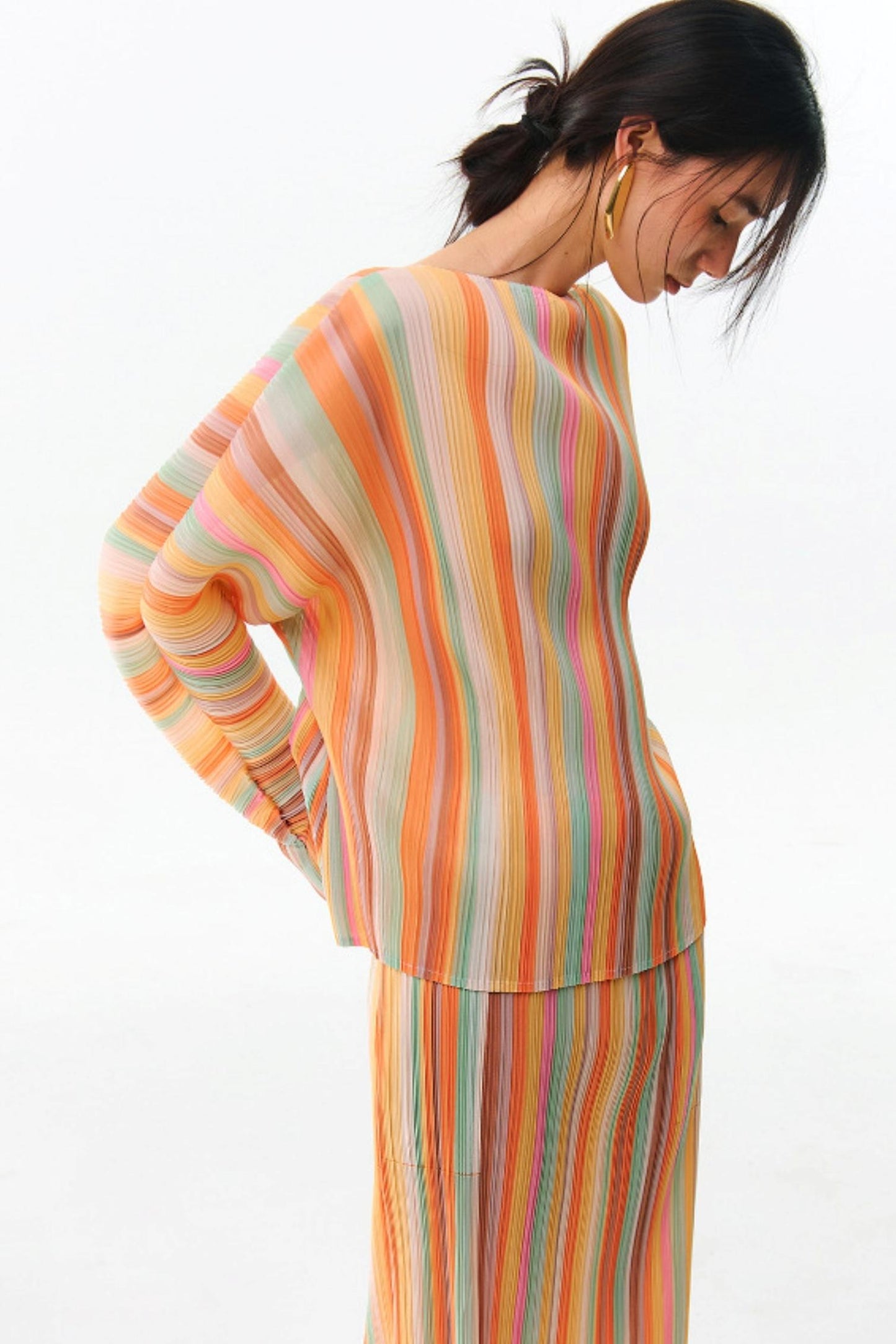 Orange Pleated Bustier Set-Up