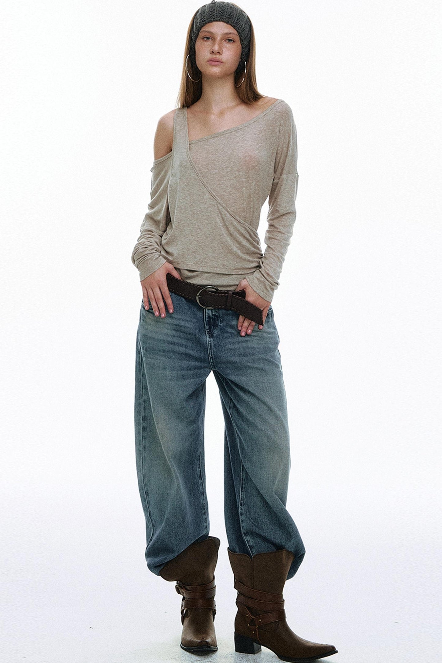 Hot Slanted Wool Knit Top