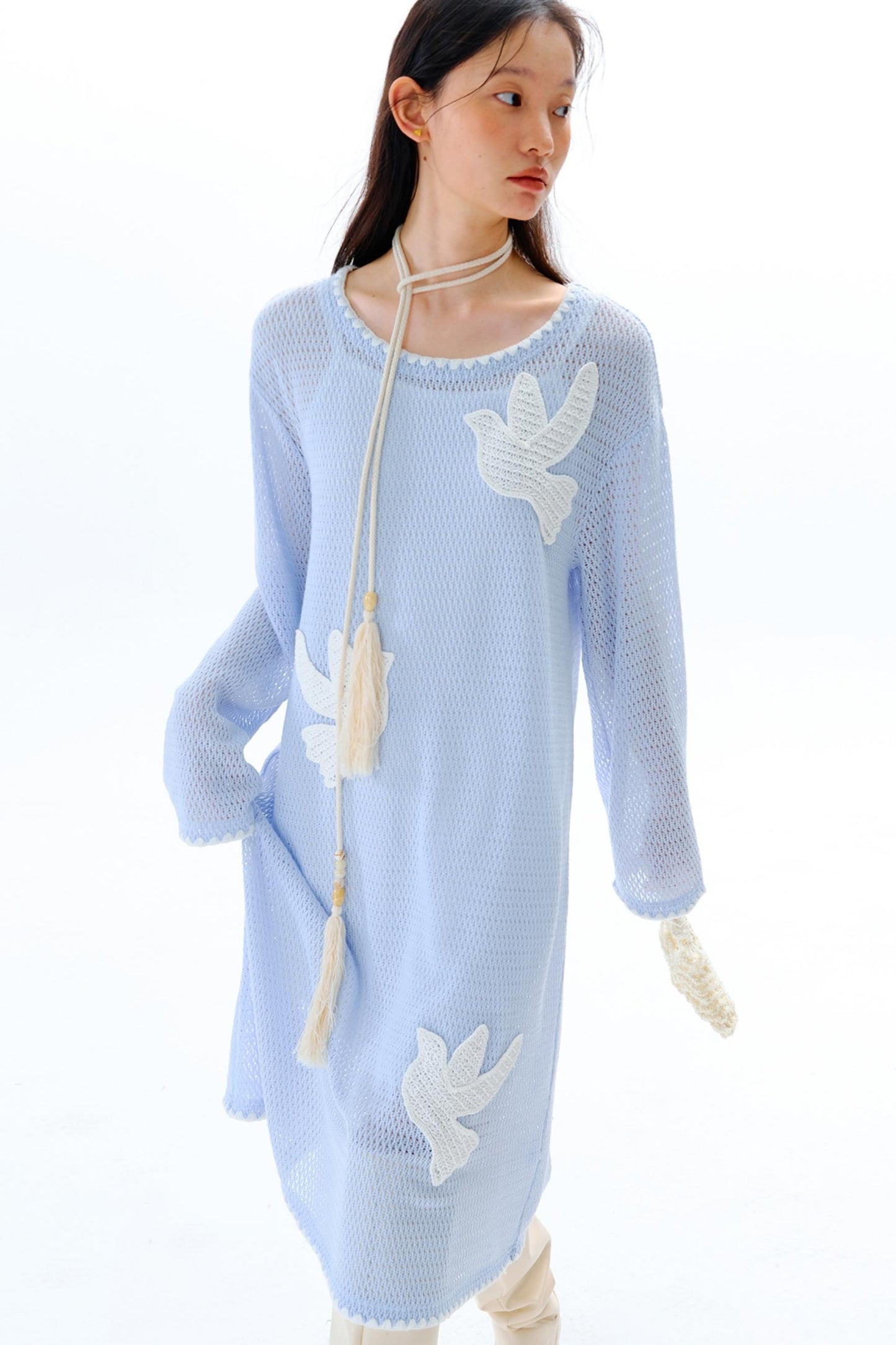 Sea Asuka Embroidered Knit Dress