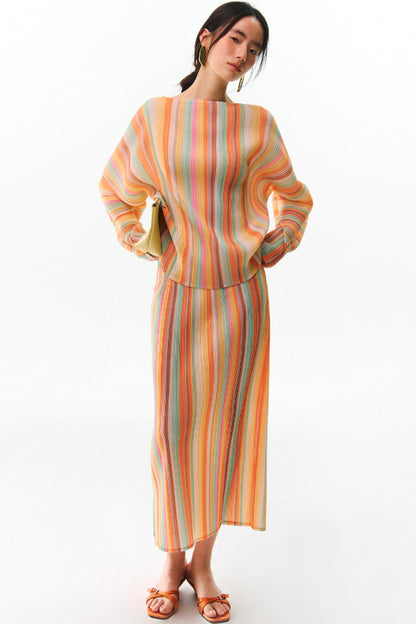 Orange Pleated Bustier Set-Up