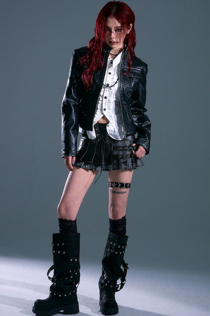 Punk Rock Silhouette Leather Jacket