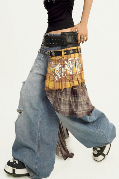 Simple American Style Loose Wash Jeans