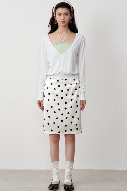 Layered Halterneck Long-Sleeved Tops