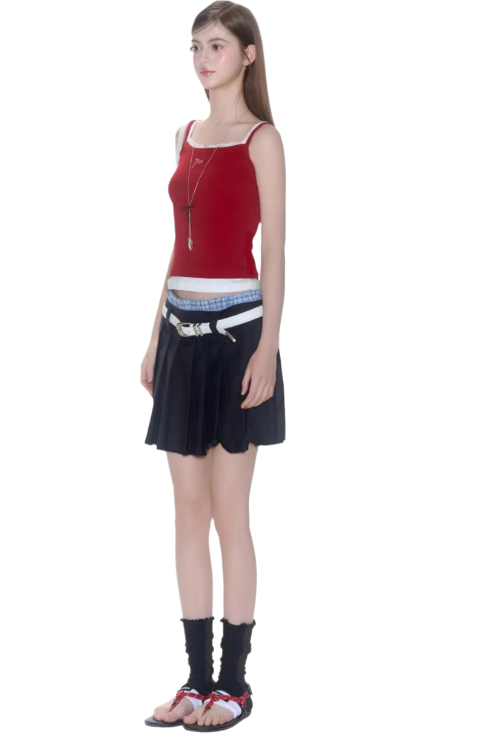 Lace Embroidery Suspender Skinny Vest