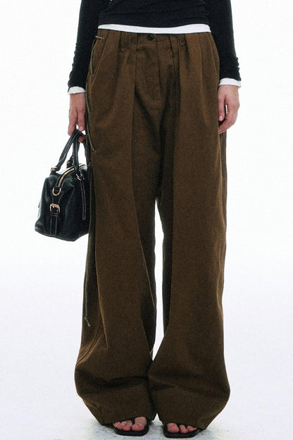 Vintage High-Waisted Cotton Trousers
