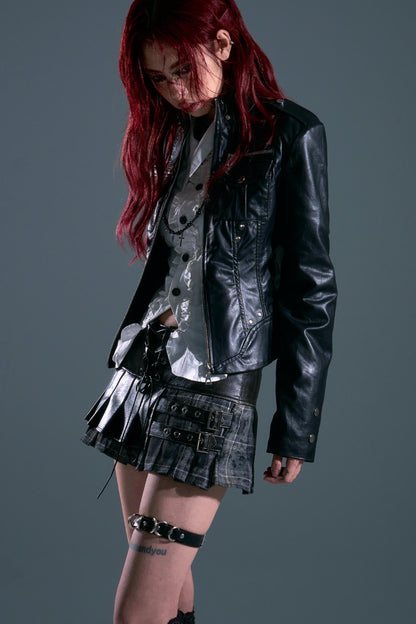Punk Rock Silhouette Leather Jacket