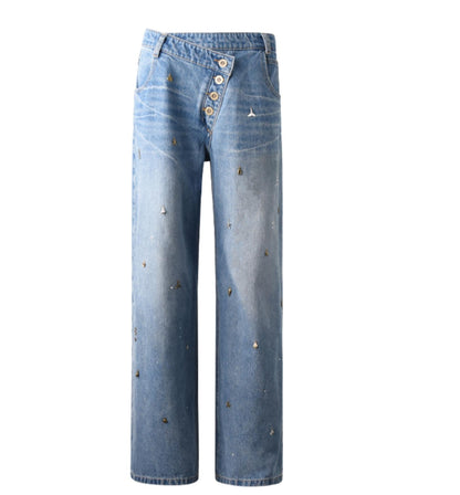 Diamond Blue Wide-leg Jeans