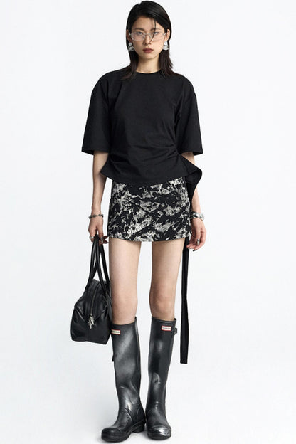 Mottled Jacquard Wrap Skirt