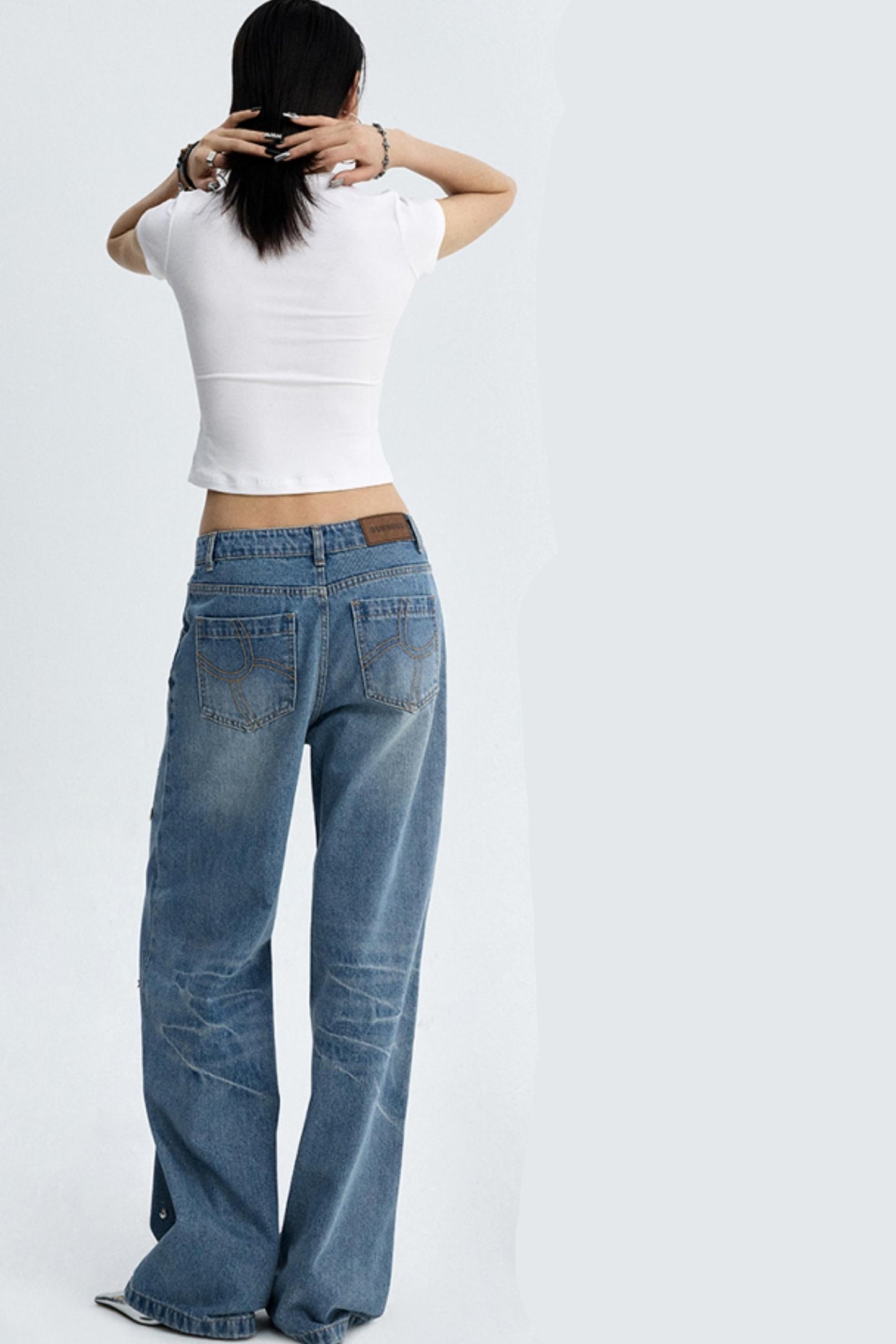 Diamond Blue Wide-leg Jeans