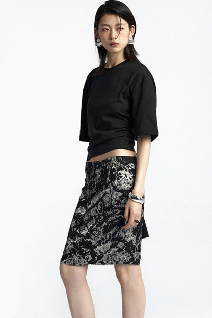 Mottled Jacquard Wrap Skirt