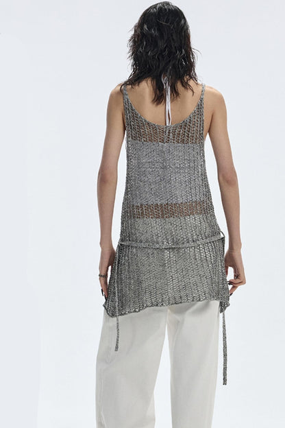 Cut-Out Knit Silk Camisole