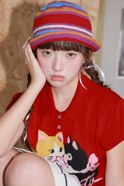 Colorful Stripe Crochet Hat