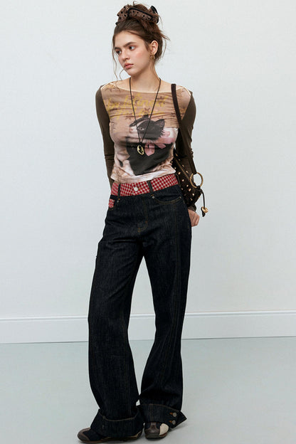 Embroidery Casual Loose Straight Jeans