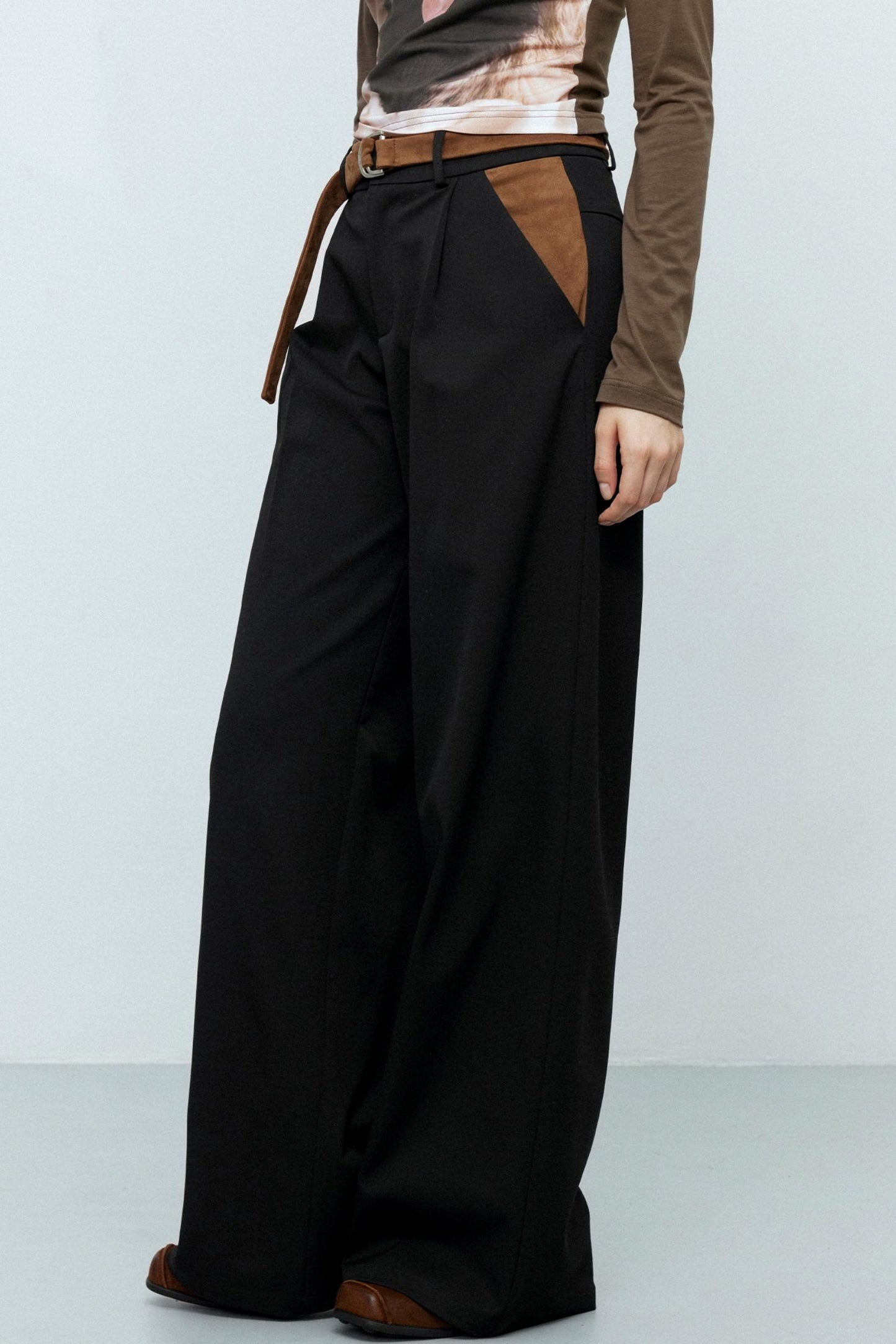 Black Vintage Straight Suit Pants