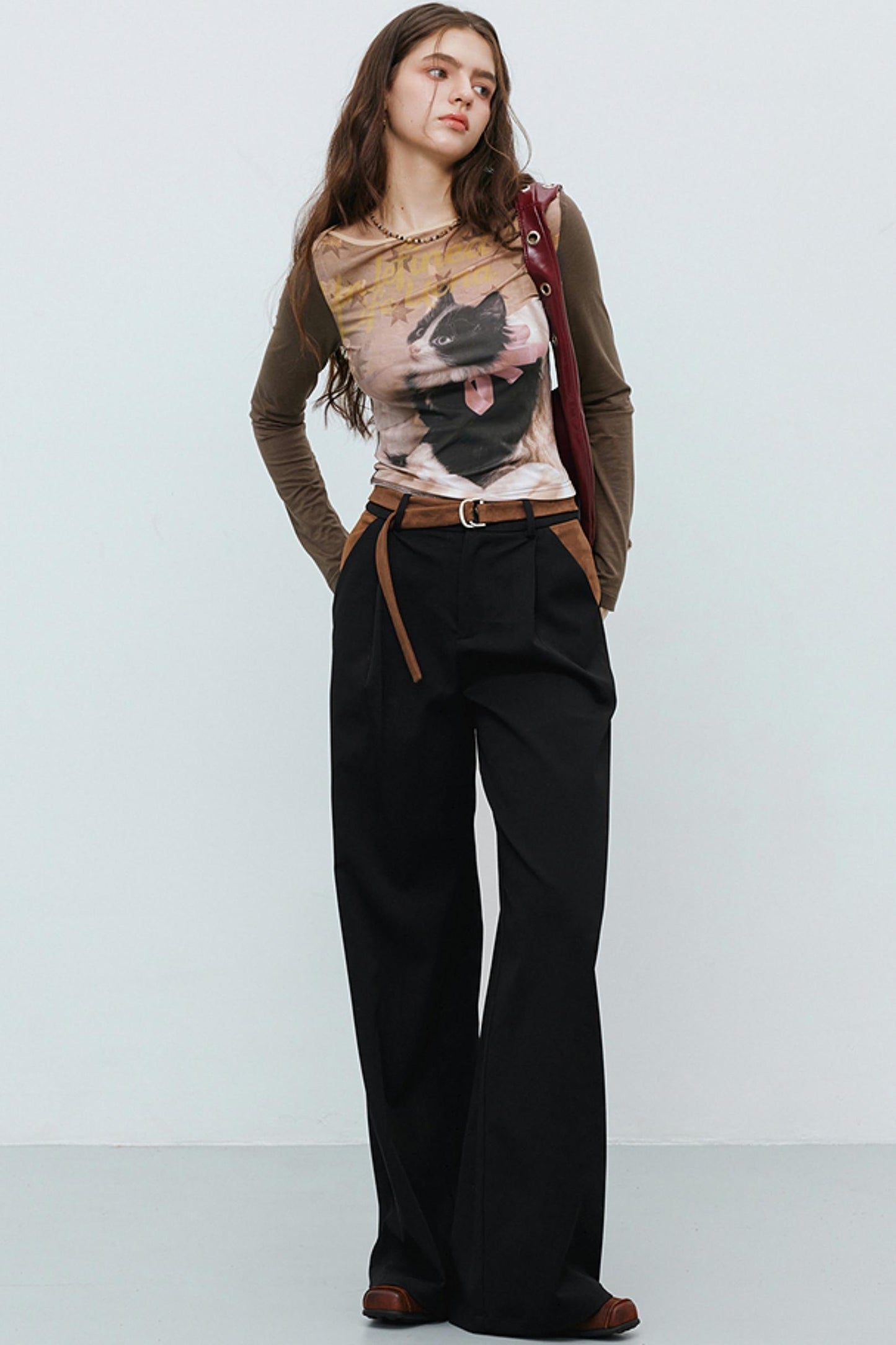 Black Vintage Straight Suit Pants