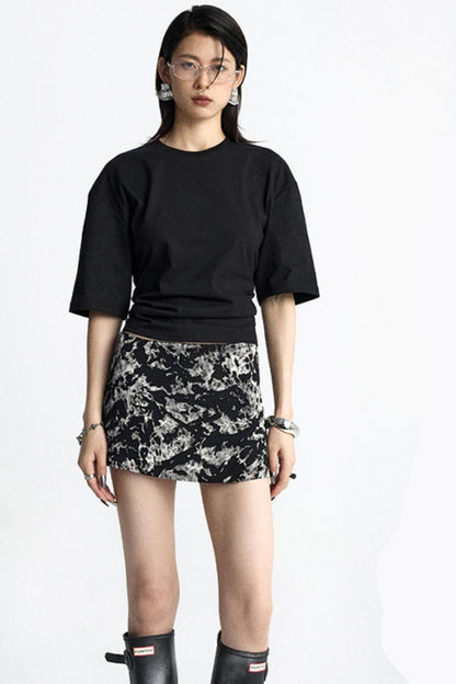 Mottled Jacquard Wrap Skirt