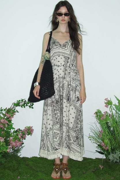 Sunset Bohemian Beaded Slip Dress