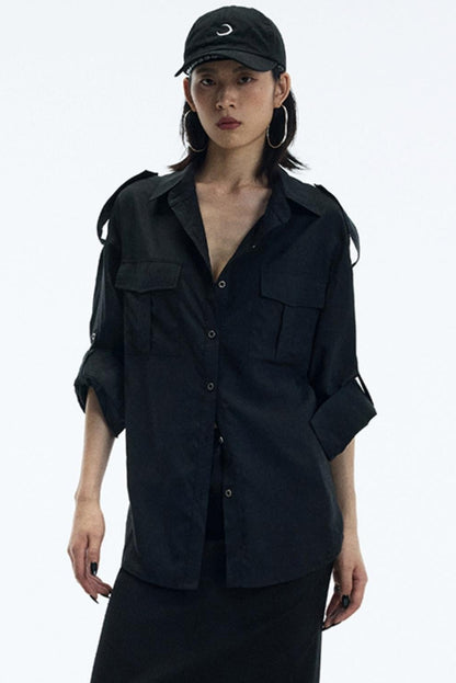 Vintage Black Lapel Shirt