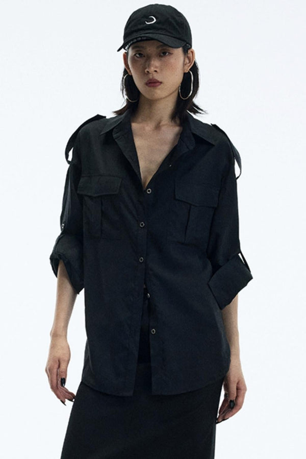 Vintage Black Lapel Shirt