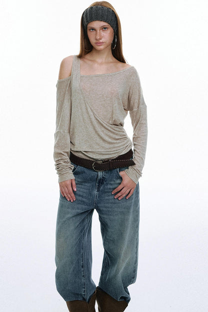 Hot Slanted Wool Knit Top