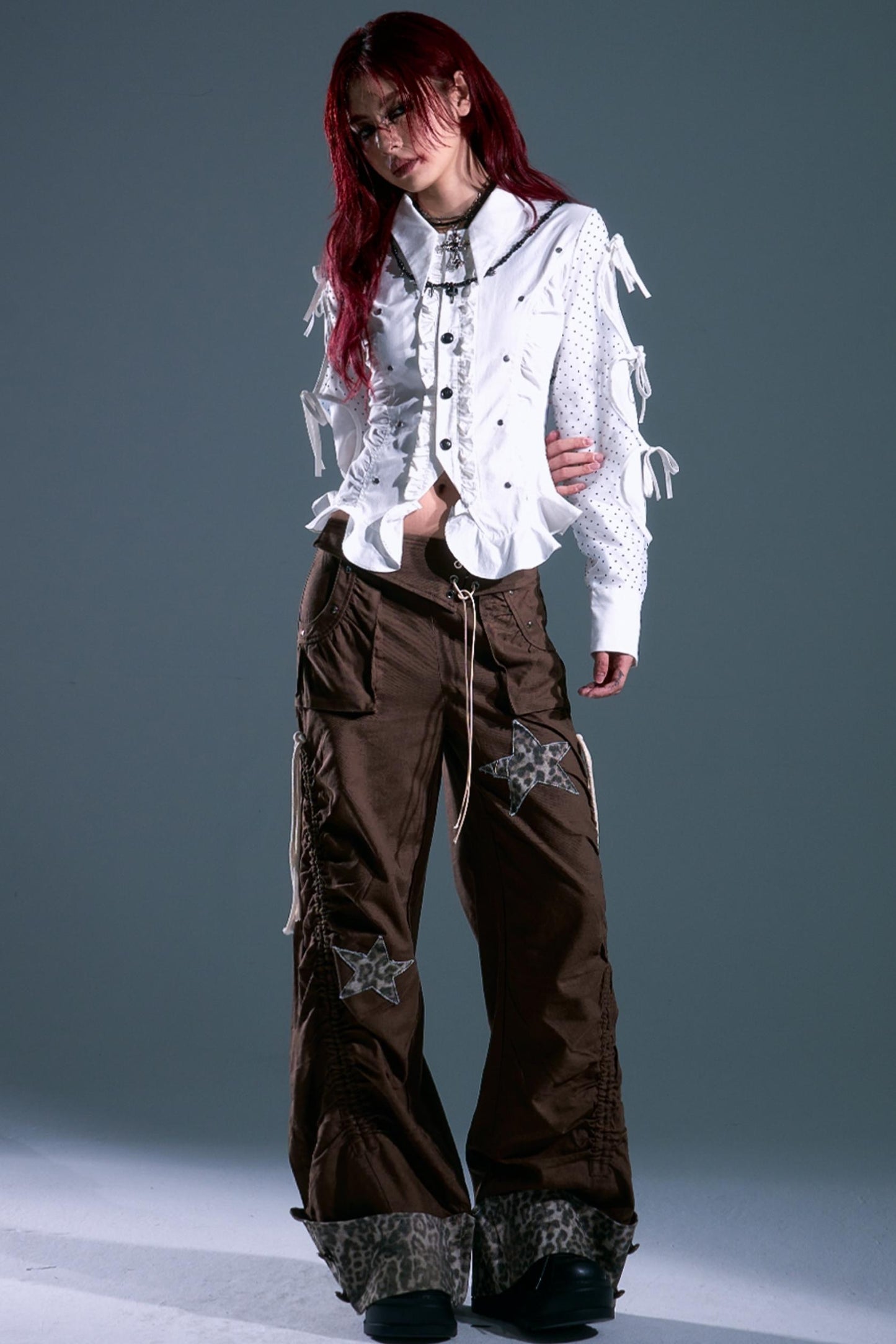 Star Leopard Wide-Leg Trousers