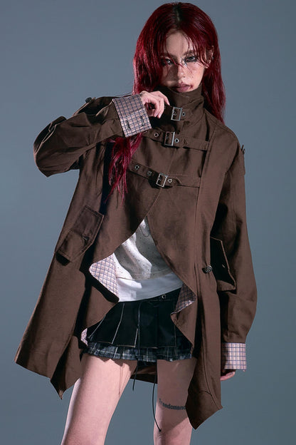 Vintage Check Wavy Edge Trench Coat