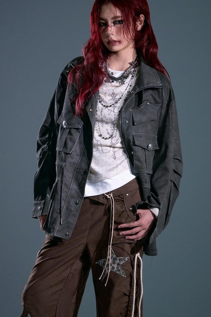 Garden Vintage Distressed Cargo Jacket