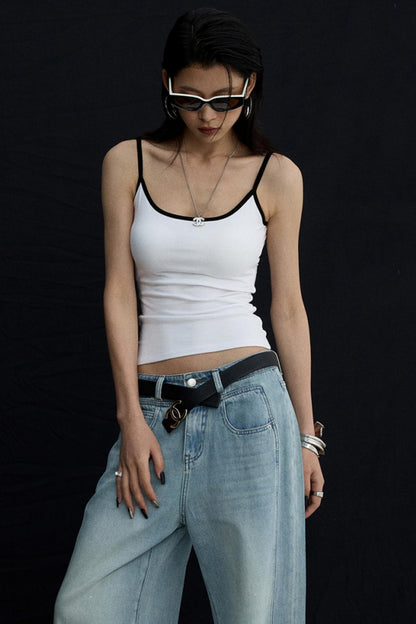 Solid Color U-Tie Slim Camisole