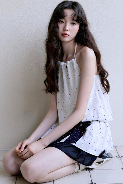 Original Polka Dot Beaded Sleeveless Dress