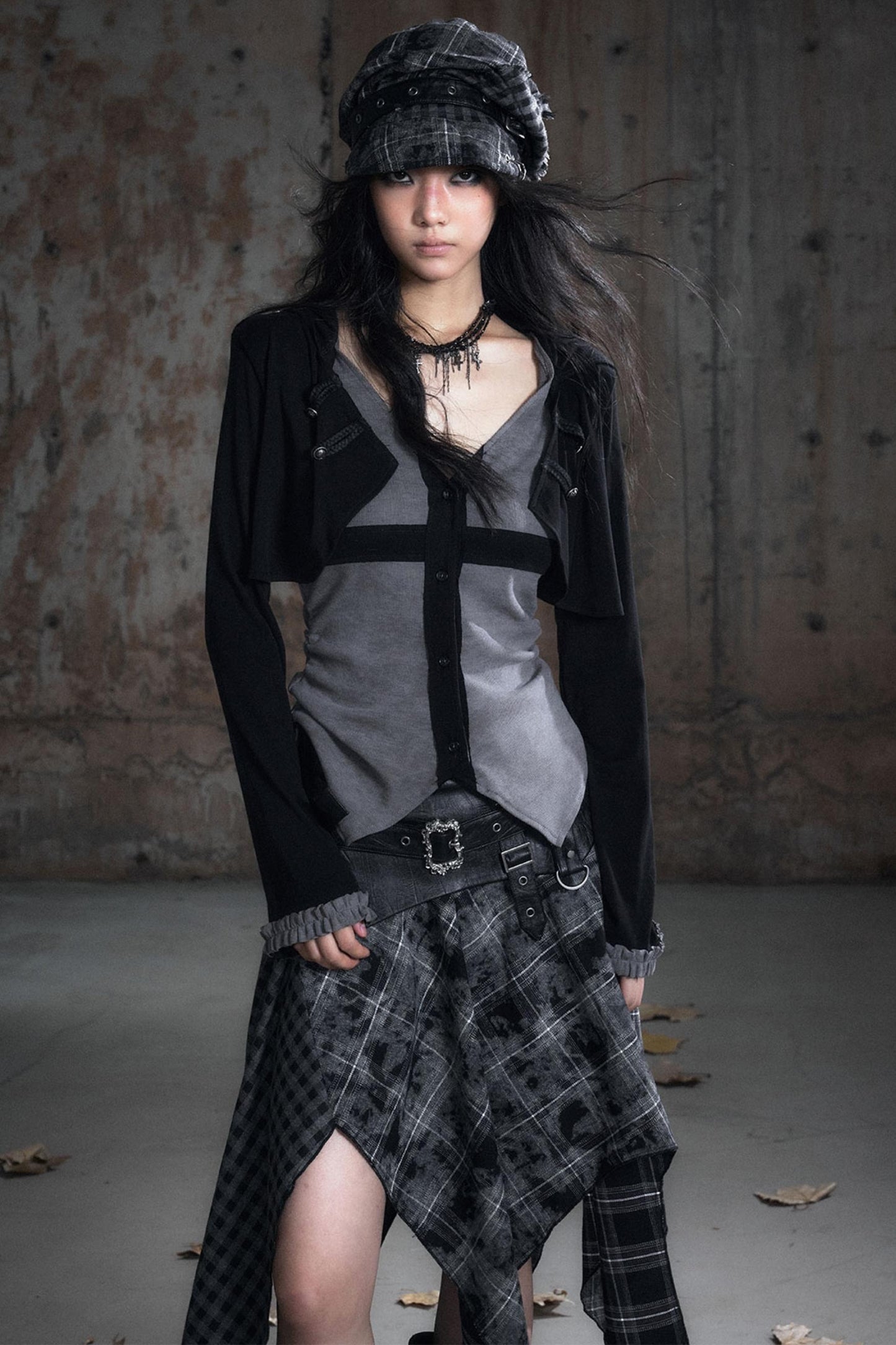 Two-Tone Long Sleeve Hooded Top