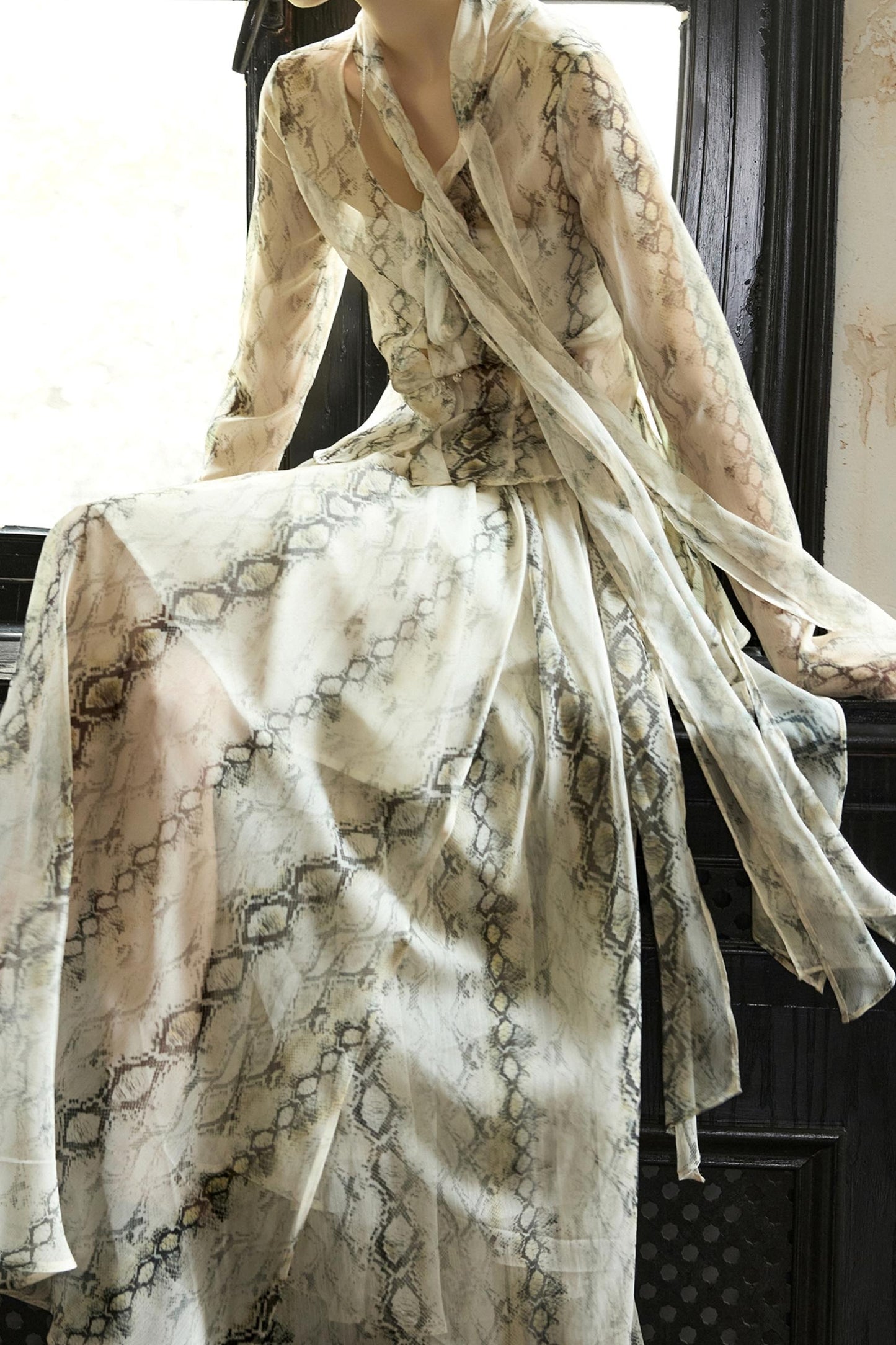 Snake Print A-line Skirt Set-Up