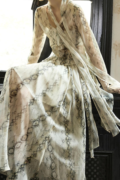 Snake Print A-line Skirt Set-Up