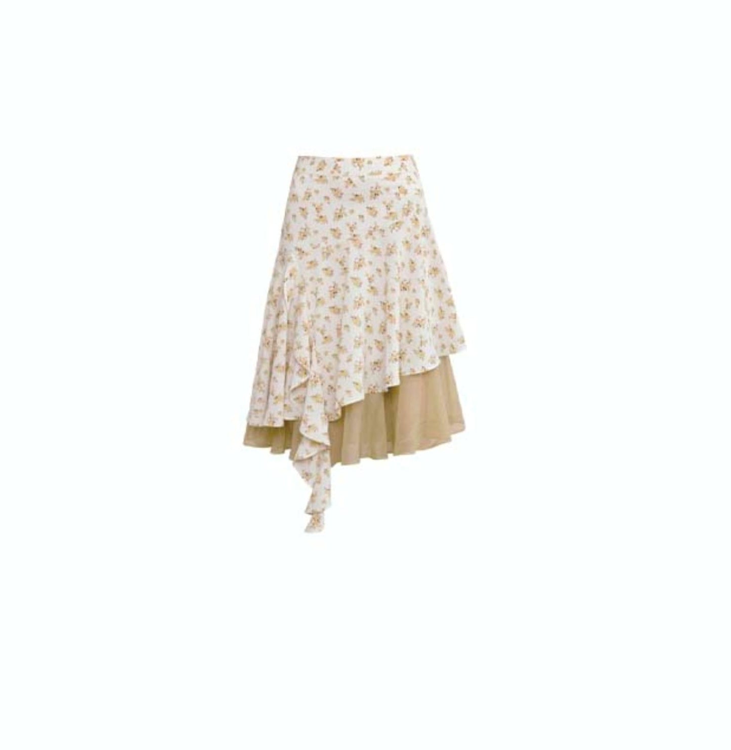 Original Brown Yellow Layered Blouse Skirt Set-Up