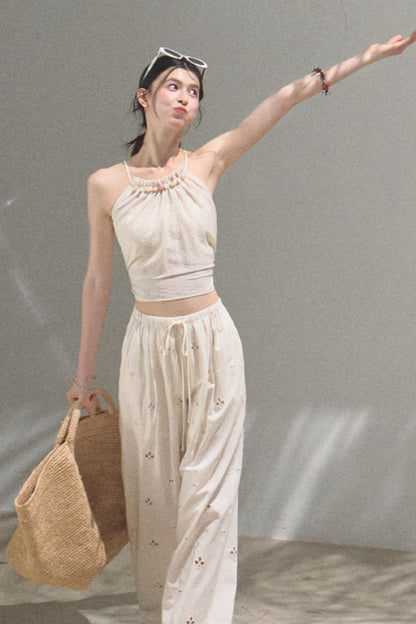 Self-Love Embroidered Summer Pants