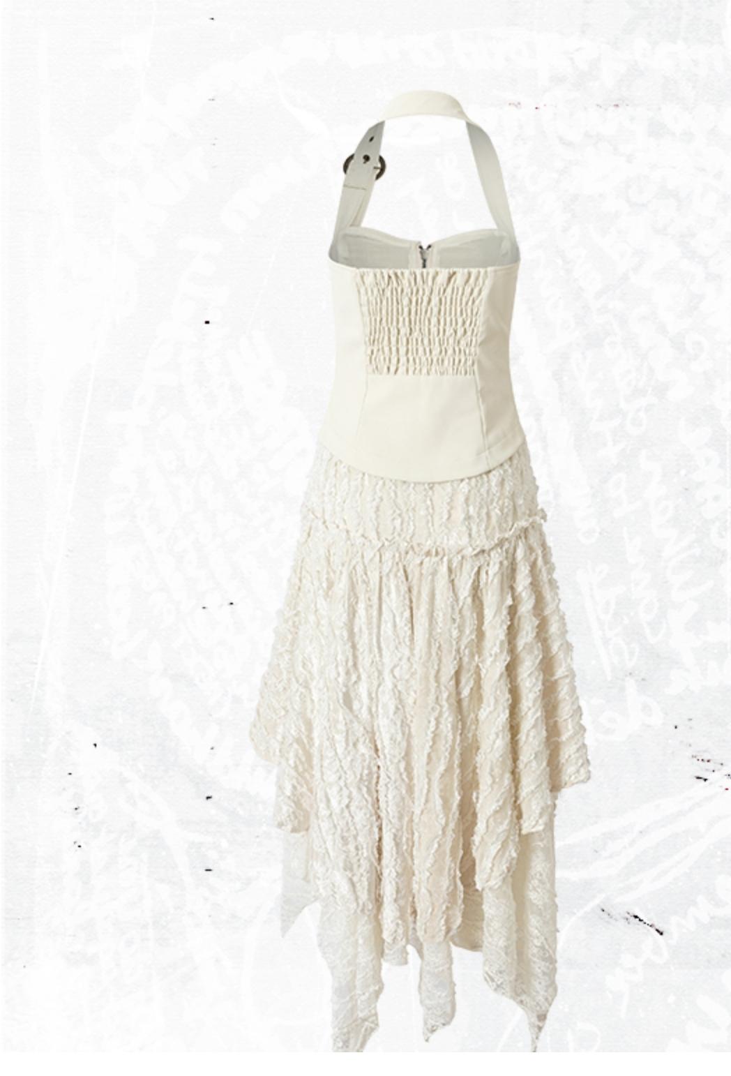 Velvet Irregular Check Bandeau Dress